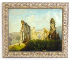 19th century, Oil on canvas, Priory ruins. Approx. 13 3/4" x 17" Please Note - we do not make