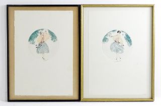 Manner of Louis Icart (1888-1950), Limited edition colour etchings, A pair of Art Deco portraits,