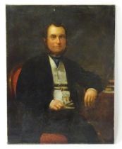 Victorian School, Oil on canvas, A portrait of a seated gentleman. Indistinctly signed lower left.