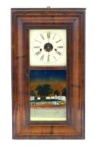 An American ogee / kipper wall clock by E.N Welch, Forestville Connecticut. With image to front of