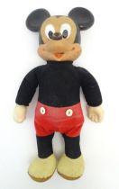 Toy: A French 20thC Walt Disney Productions Mickey Mouse doll by Clodrey. Marked to back of head.