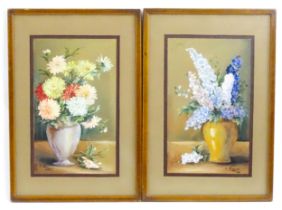 L. Siegert, 20th century, Watercolours, A pair of still life studies with flowers, one with