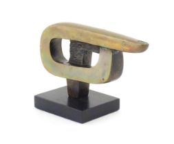 A 20thC limited edition bronze titled Centre Point depicting a pointing finger, by John Farnham (