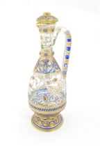 A 19thC Lobmeyr enamelled and gilt 'Islamic style' ewer, Vienna circa 1888, from the 'Alhambra