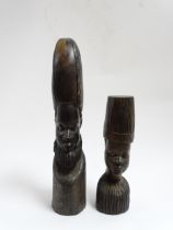 Ethnographic / Native / Tribal: Two African carved hardwood figures / busts. Largest approx. 13"