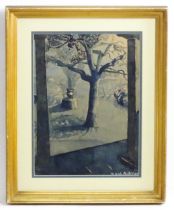 Charles Poirier, 20th century, Watercolour, The Garden from the Terrace. Signed and dated (19)46