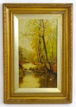 Gladys Williamson, Early 20th century, Oil on canvas, An autumnal river scene. Signed lower right