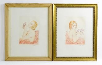 Manner of Louis Icart (1888-1950), Limited edition colour etchings, A pair of Art Deco portraits