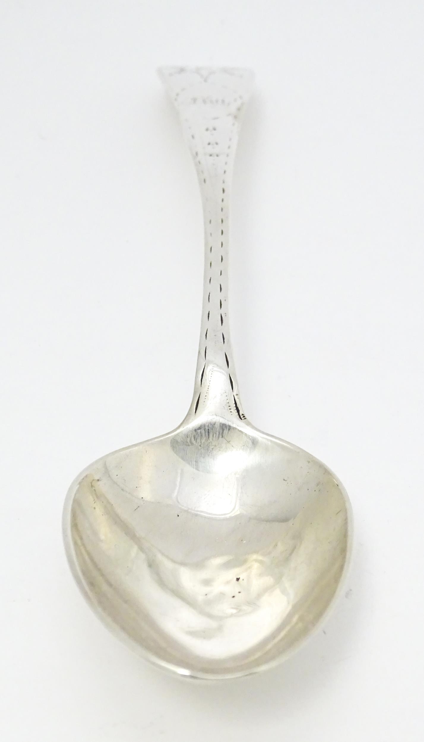 An early 19thC provincial Irish silver table spoon with bright cut decoration, maker Carden - Image 4 of 9