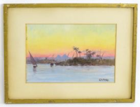 19th / 20th century, Continental School, Oil on board, An Impressionistic view along the Nile