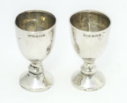 A pair of silver miniature goblets / trophy cups hallmarked Birmingham 1932 maker Deykin & Harrison.