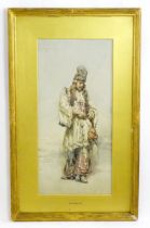 19th century, Continental School, Watercolour, A Persian / Russian traveller. Indistinctly