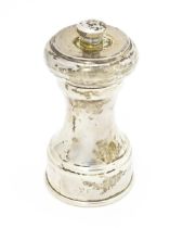 A silver pepper mill / grinder hallmarked Birmingham 1971, maker J. B. Chatterley & Sons Ltd.