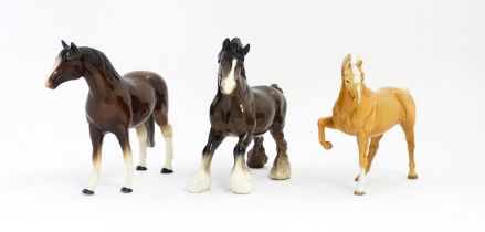 Two Beswick models of horses comprising a palomino Prancing Arab model no. 1261, and a brown