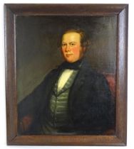 19th century, Oil on canvas, A portrait of a seated gentleman. Approx. 29 3/4" x 24 3/4" Please Note
