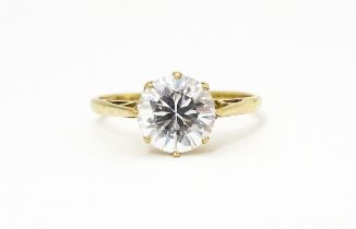 A 9ct gold dress ring set with cubic zirconia. Ring size approx. L 1/2 Please Note - we do not