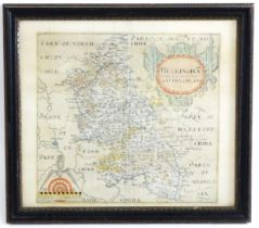 Map: A 17th / 18thC engraved map of Buckinghamshire, after Christopher Saxton (1540-1610) with