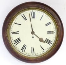 A mahogany cased single fusee wall clock with Roman numerals to the 12" dial. Please Note - we do