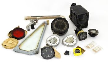 Militaria : A quantity of aviation parts and instruments, comprising an Air Ministry aeronautical