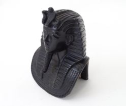 An Egyptian cast bust of a Pharaoh, labelled Ahmed Zenhoom under, standing approx 9 1/2" tall Please