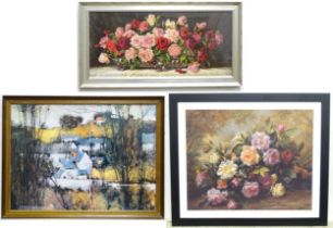 Three colour prints comprising a still life after Albert Williams, a still life of Roses, and