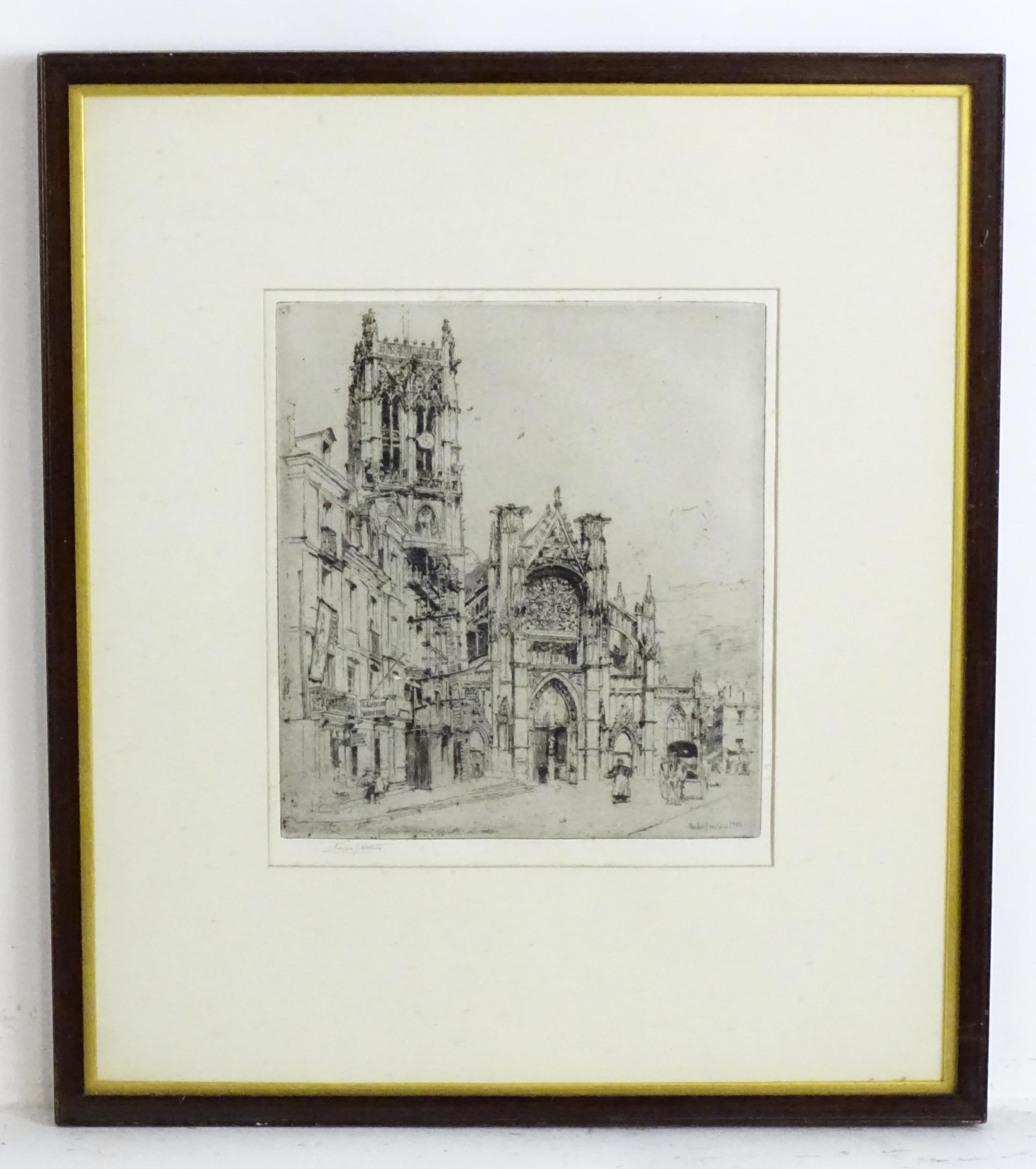 Charles J. Watson (1846-1927), Artists Proof Etching, St. Jacques, Dieppe. Signed in pencil under