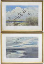 After Sir Peter Markham Scott CH CBE DSC FRS FZS (1909-1989), two lithographs, Evening - Geese