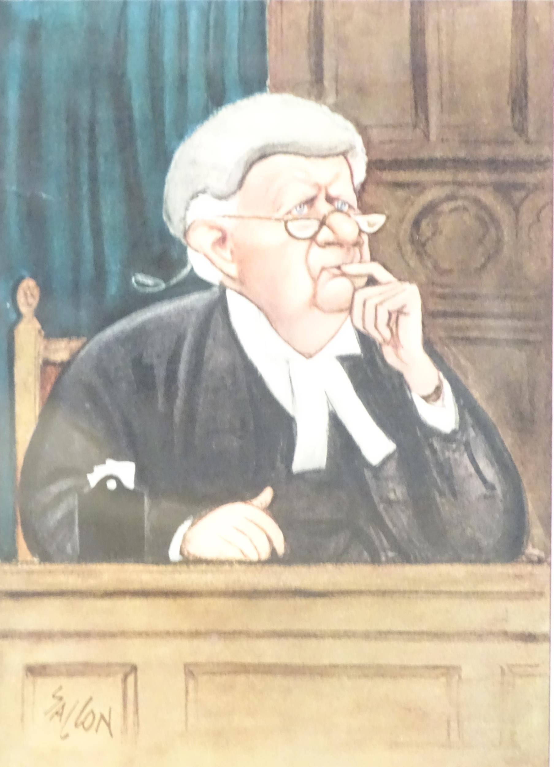 Two colour prints depicting judges - The Right Hon. Lord Evershed and The Right Hon. Lord Upjohn, - Image 2 of 6