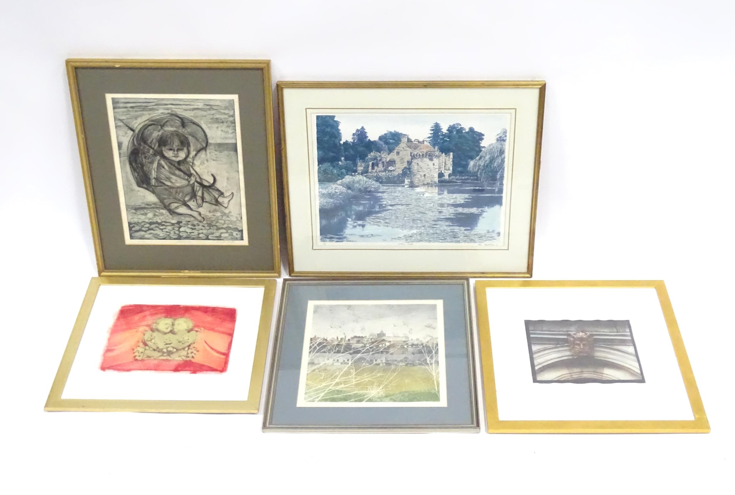 Five assorted signed / limited edition prints to include Scotney Castle by Alex Packham, an