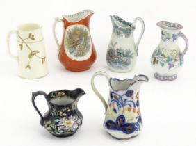 Six assorted 19thC and later jugs to include a Masons ironstone example in the Black Chinese
