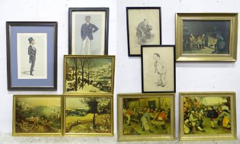 A quantity of assorted prints to include examples after Pieter Brueghel the Elder, Village