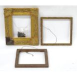 Three picture / mirror frames, to include a gilt swept frame, a carved wooden example etc. Largest