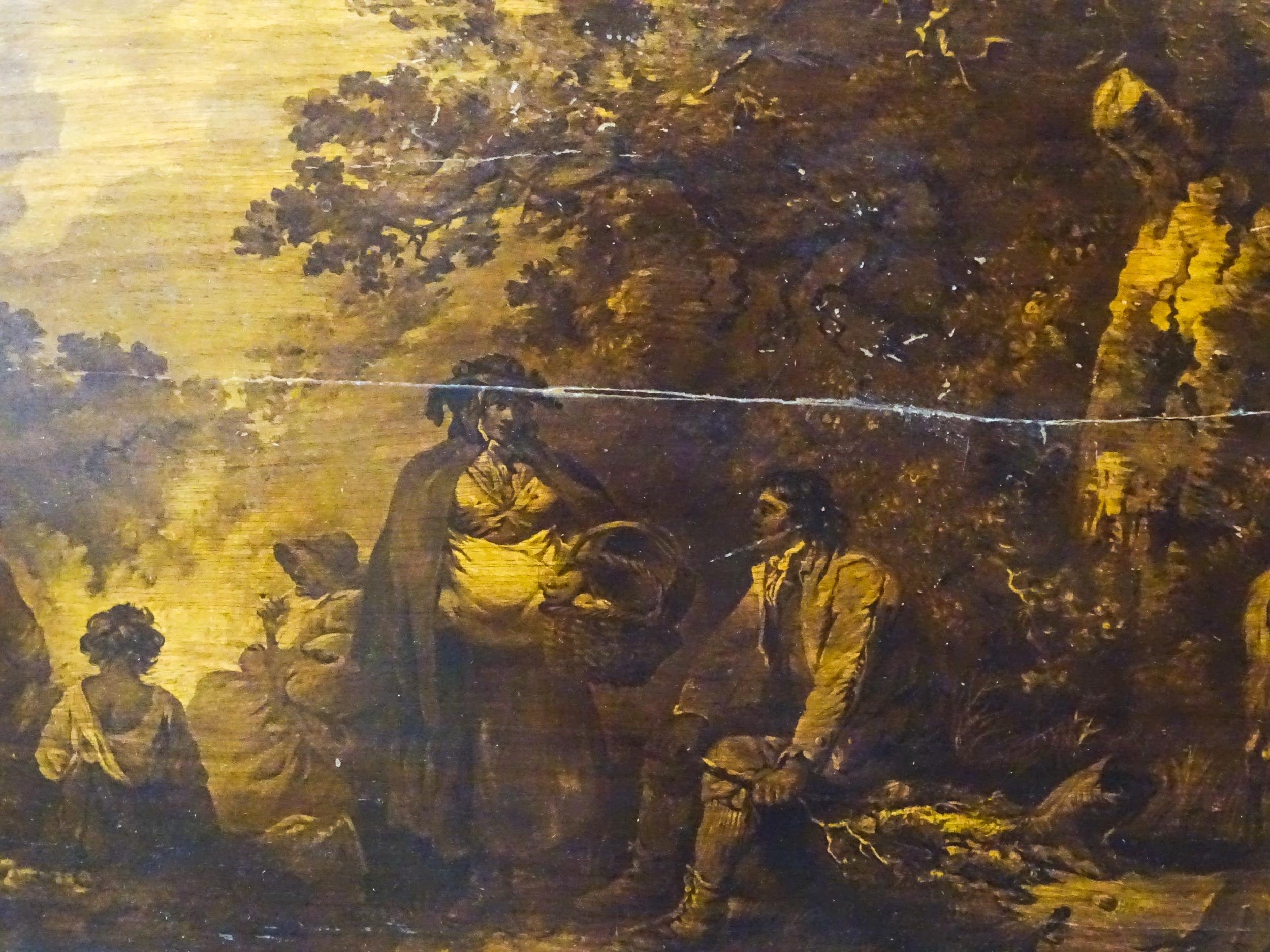 An unusual early 20thC sepia image on wood panel after George Morland, depicting a bucolic rural - Image 4 of 5