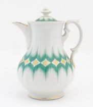 A German KPM coffee pot / hot water pot with banded decoration and gilt highlights. Marked under.