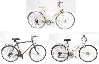 Cycling : three adult bicycles / bikes , comprising a mens' Claude Butler Caymen, a ladies'