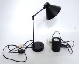 A Habitat articulated desk lamp together with a spotlight. Tallest approx. 20" high (2) Please