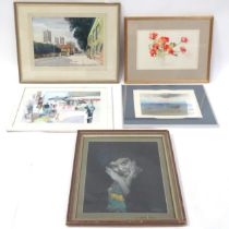 A quantity of 20thC paintings comprising watercolour titled Lincoln Eastgate by C Speed, mixed media