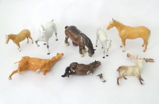 A quantity of assorted Beswick models of horses to include dapple grey, palomino, etc. Together with