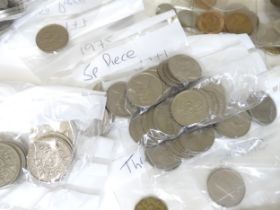 Coins: A large quantity of assorted pre and post decimalisation 20thC coins to include shillings,