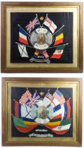 Militaria, WWI / World War 1 / WW1 / First World War: two framed war memorials, each decorated