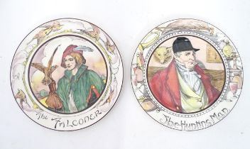 Two Royal Doulton series ware plates comprising The Hunting Man and The Falconer. Marked under.