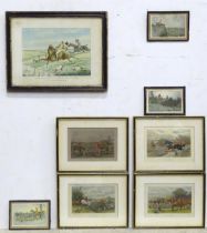A quantity of hunting prints to include three with horses and hounds after Olive Whitmore, four hand
