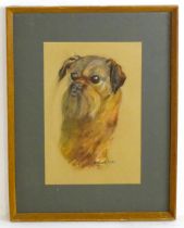 M. A. Elwell, 20th century, Pastel, A portrait of a Brussels Griffon dog. Signed and dated 1980