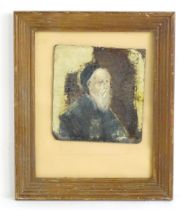 19th century, Oil on board, A portrait of an elderly gentleman wearing black robes and cap.