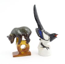 Two Russian / USSR models of animals to include a bear by Konakovo, and a magpie bird by