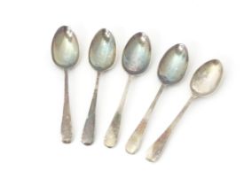 A set of five silver teaspoons hallmarked Sheffield 1945, maker Cooper Brothers & Sons. Each