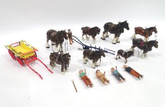 A quantity of ceramic shire horses to include examples by Melba Ware, Beswick, etc. Together with