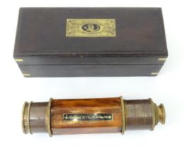 A boxed 21stC three-draw telescope, with 'King Edward VILL' decoration, approx 25 1/4" long (