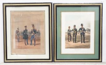 Militaria : two prints from R. Ackerman's Costumes of the British Army, depicting Victorian soldiers