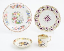 Assorted ceramics to include a Bloor Derby plate with floral and foliate detail, a Davenport plate